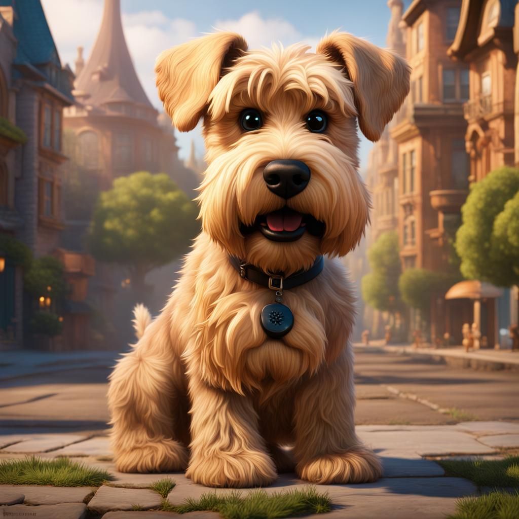 Magical Wheaten Terrier Disney Pixar Style Movie Poster