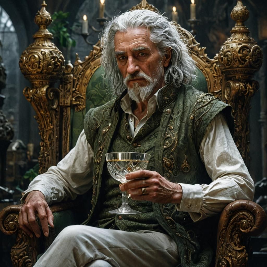 Ethereal Knight Sips from a Silver Goblet