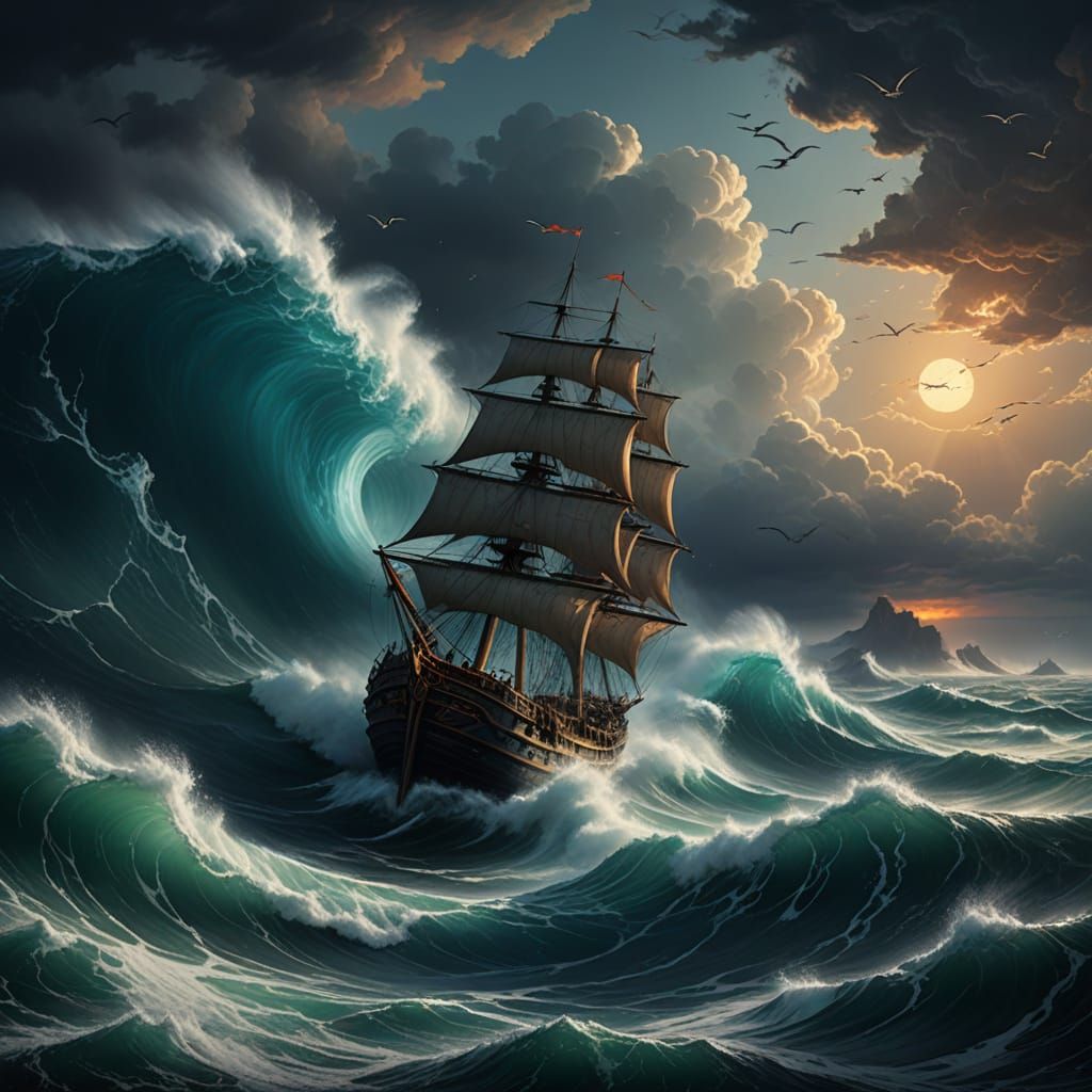Stormy Seascape in Fantasy Style