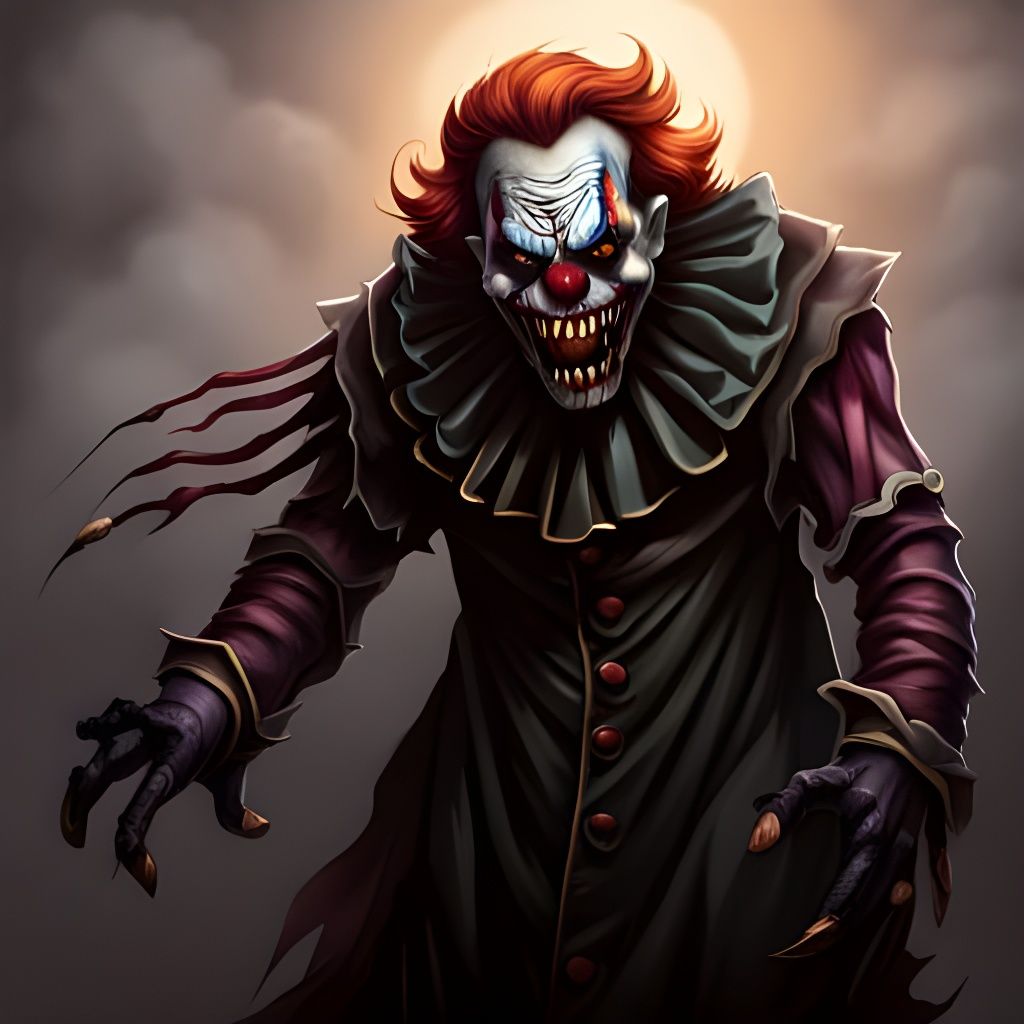 Graveyard Clown Horror in Dark Gothic Style