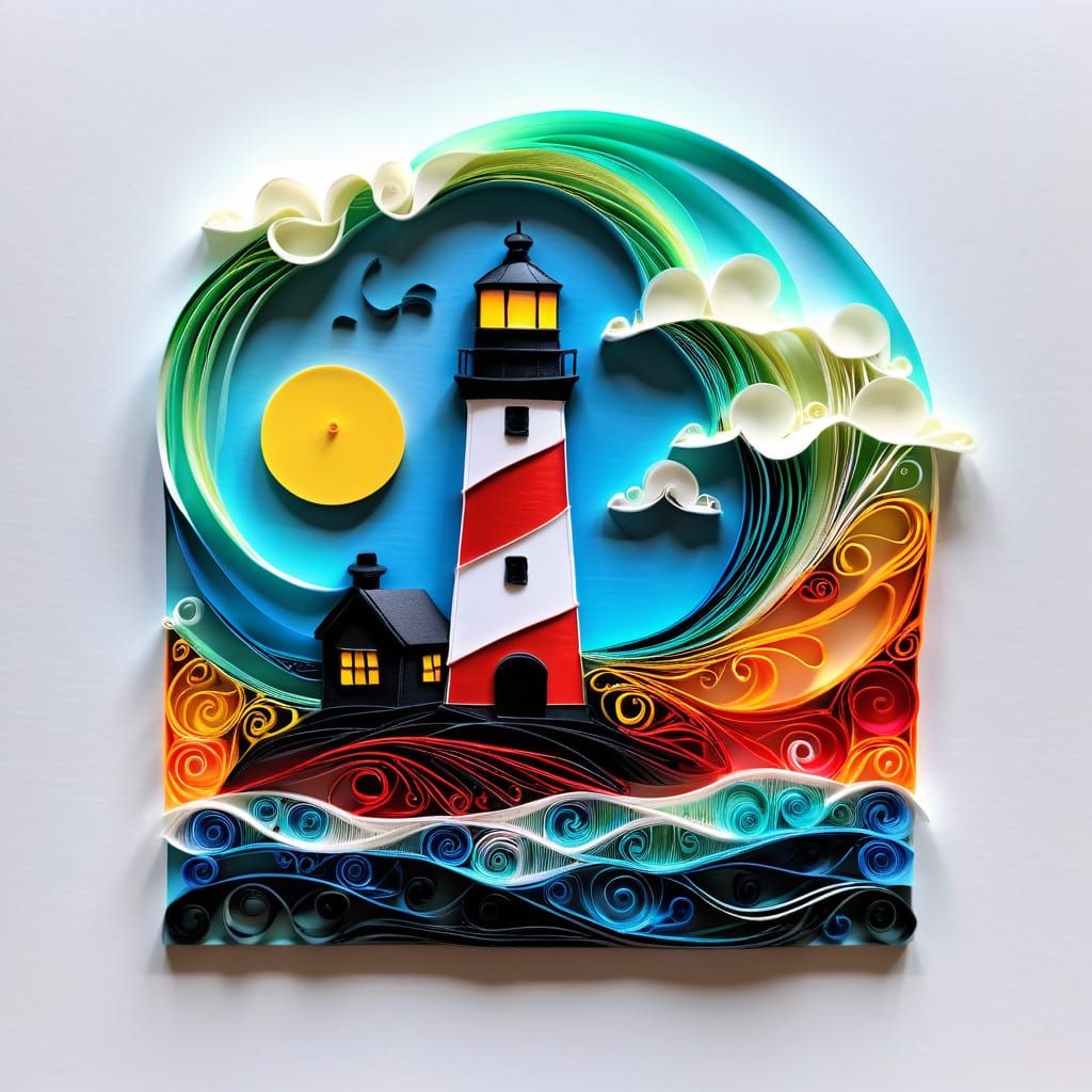 Lighthouse with Electric Arc Quilling Flourishes