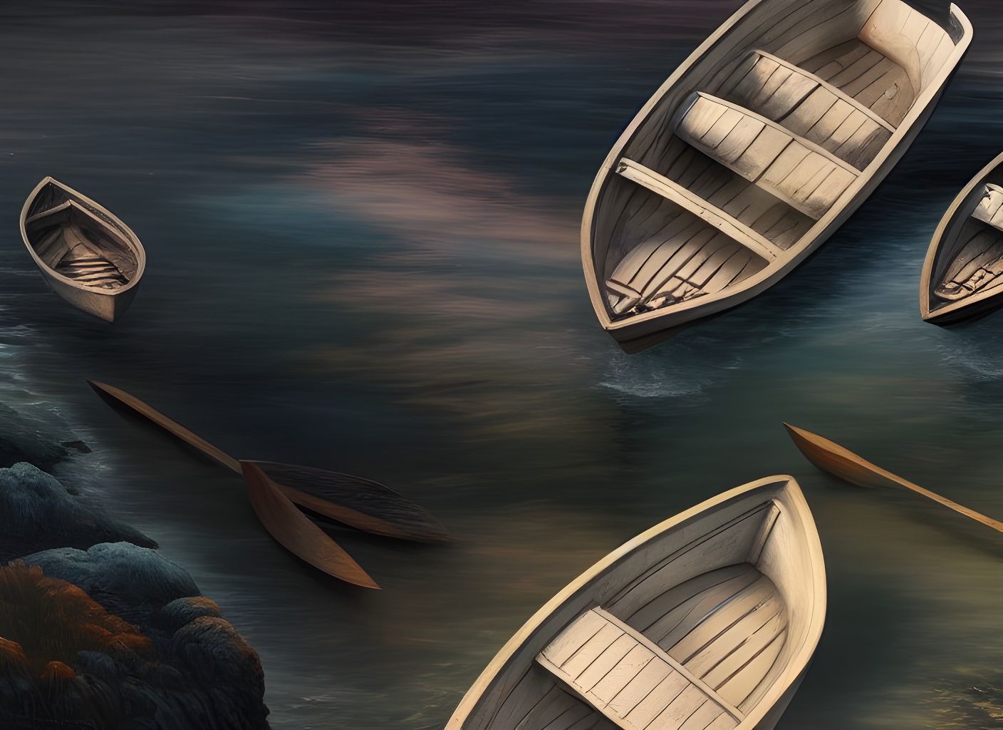 Ethereal Boats on Glassy Waters in IMAX Concept Art