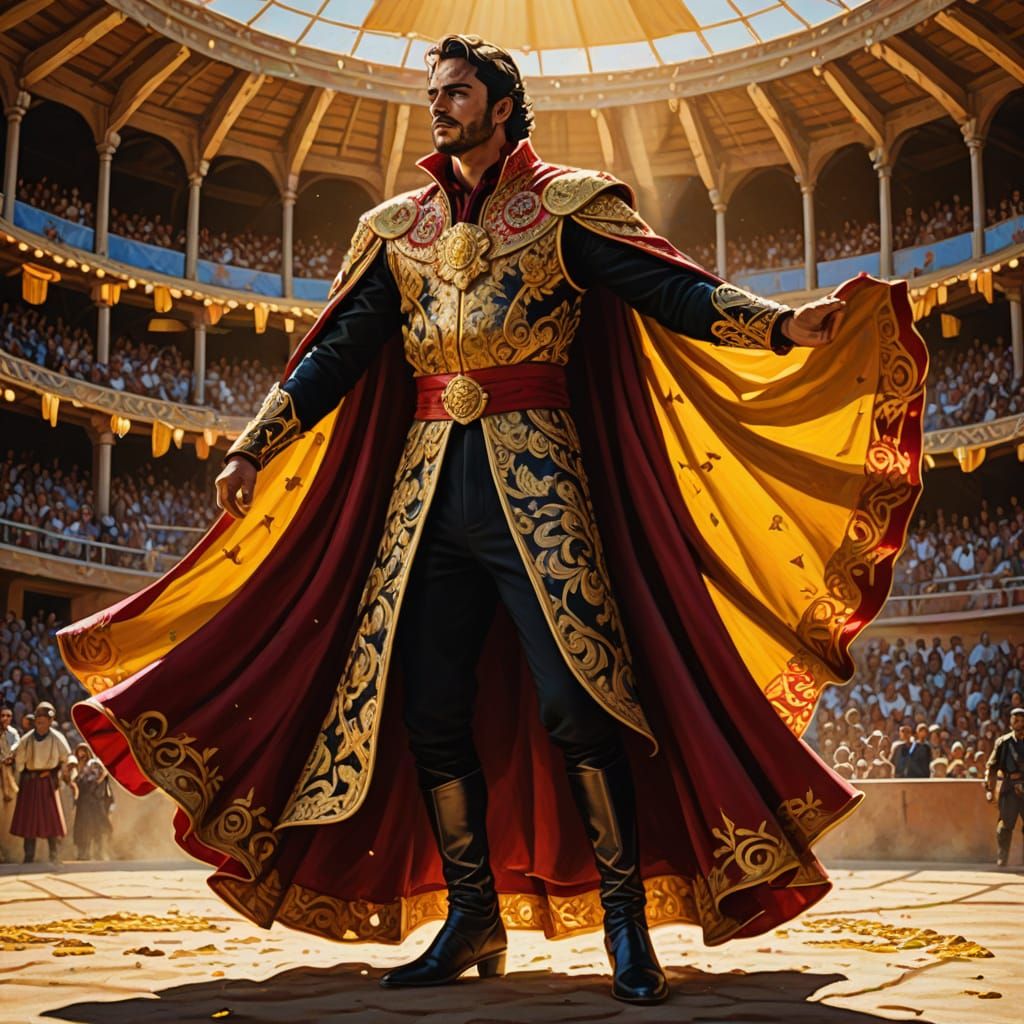Matador Raises Cape in Sunlit Arena
