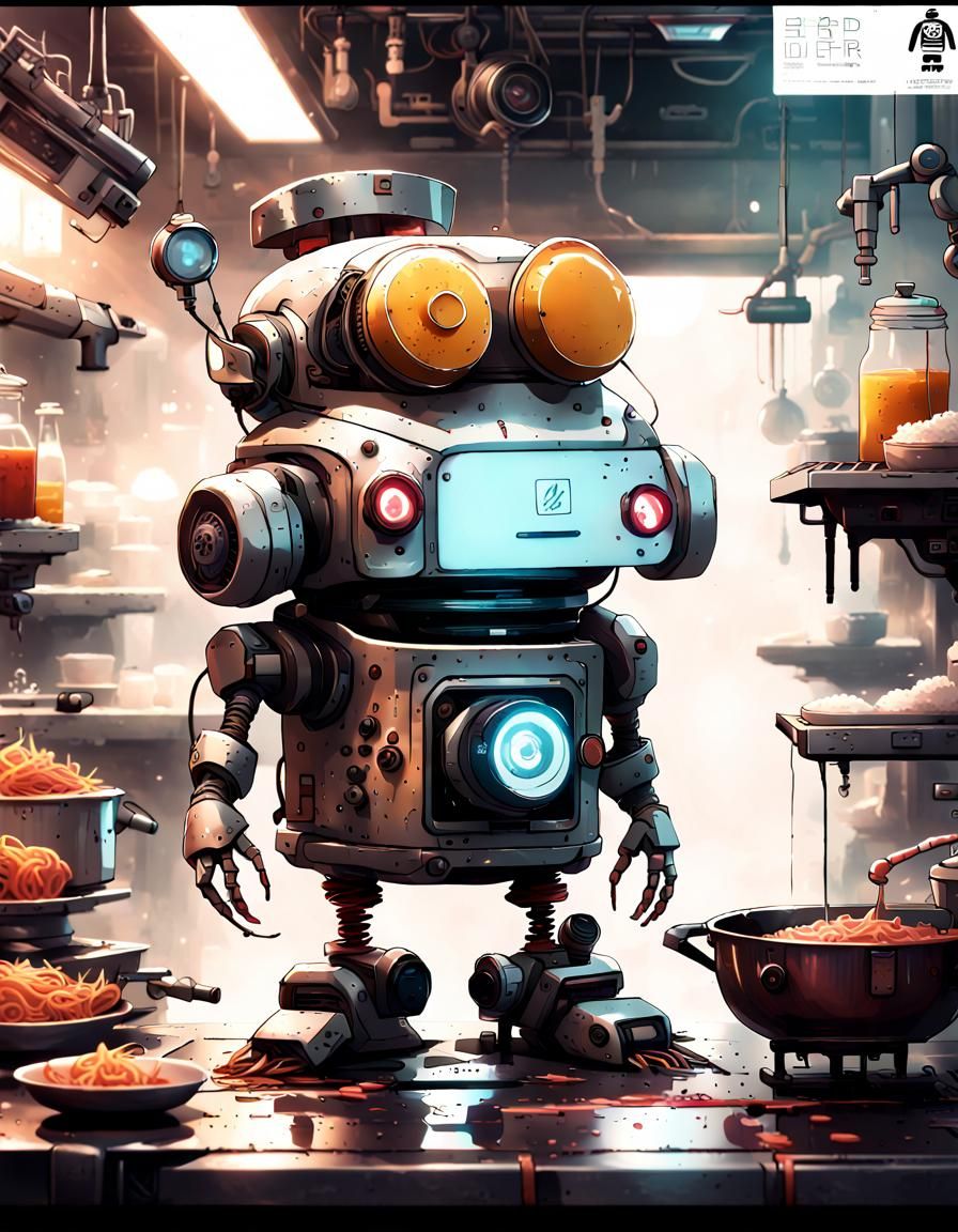 Cyberpunk Chef Robot in Vibrant HDR