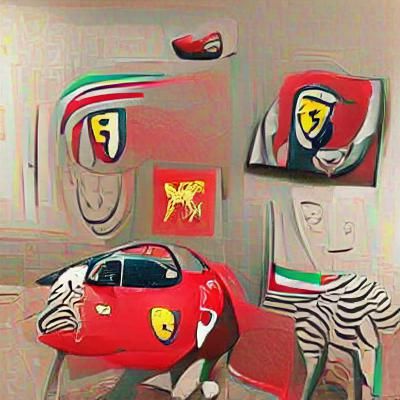 Futuristic Cubist Car in Metallic Reds