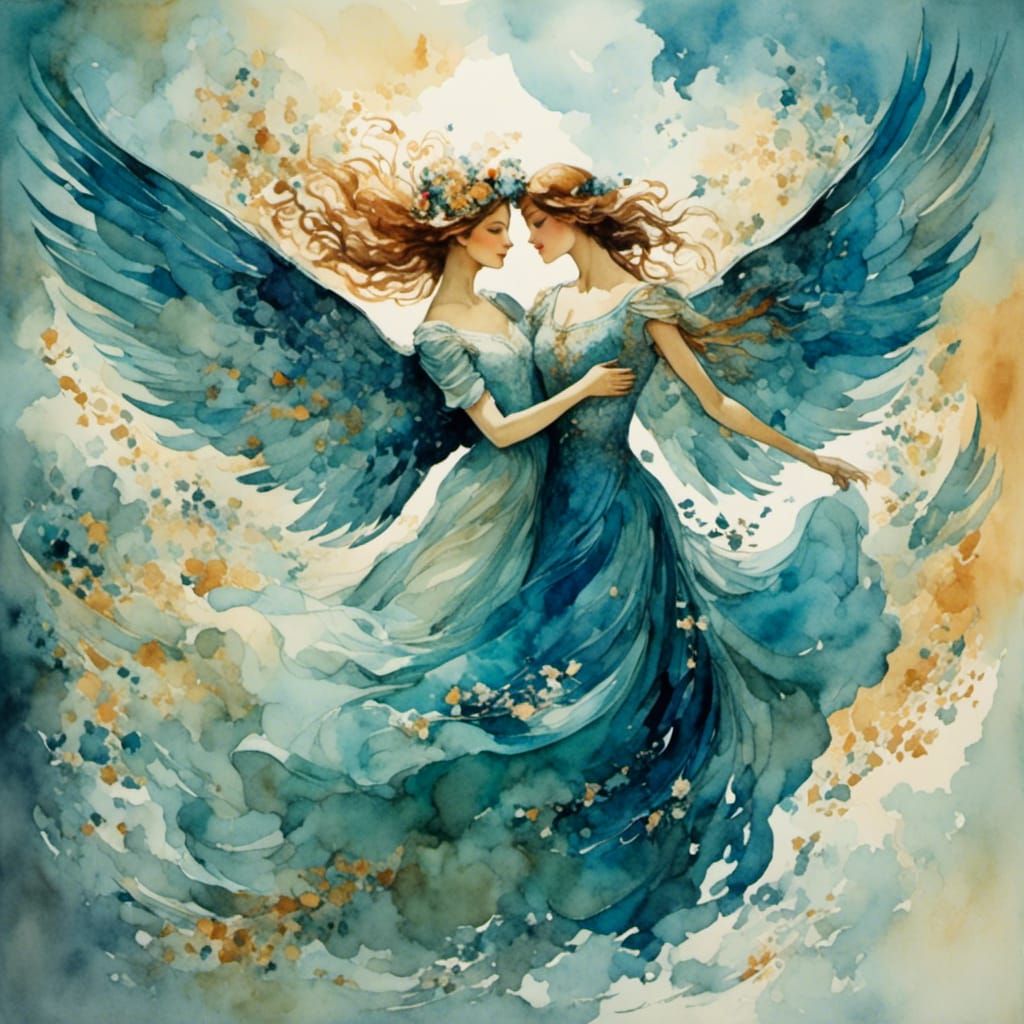 Ethereal Love on Canvas in Impressionist Style