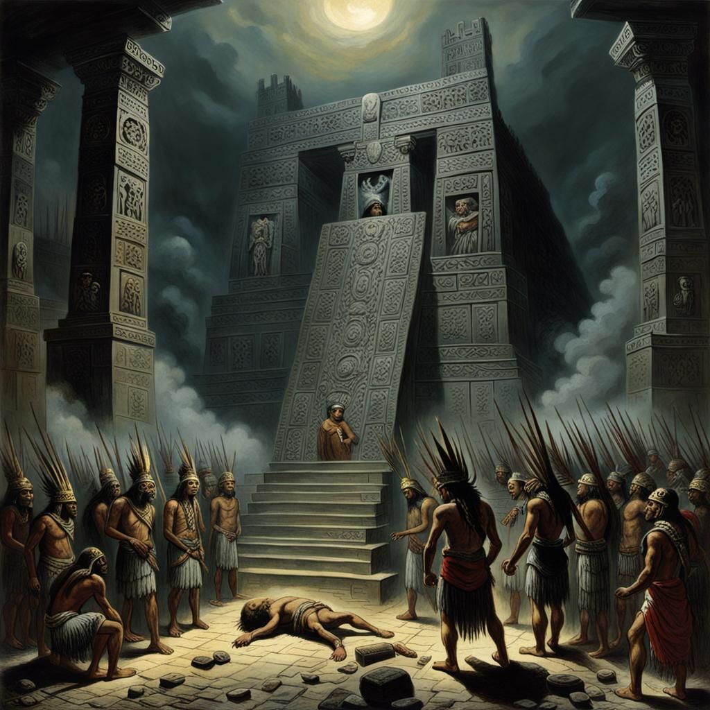 Dark Aztec Rituals in a Haunting Horror Scene