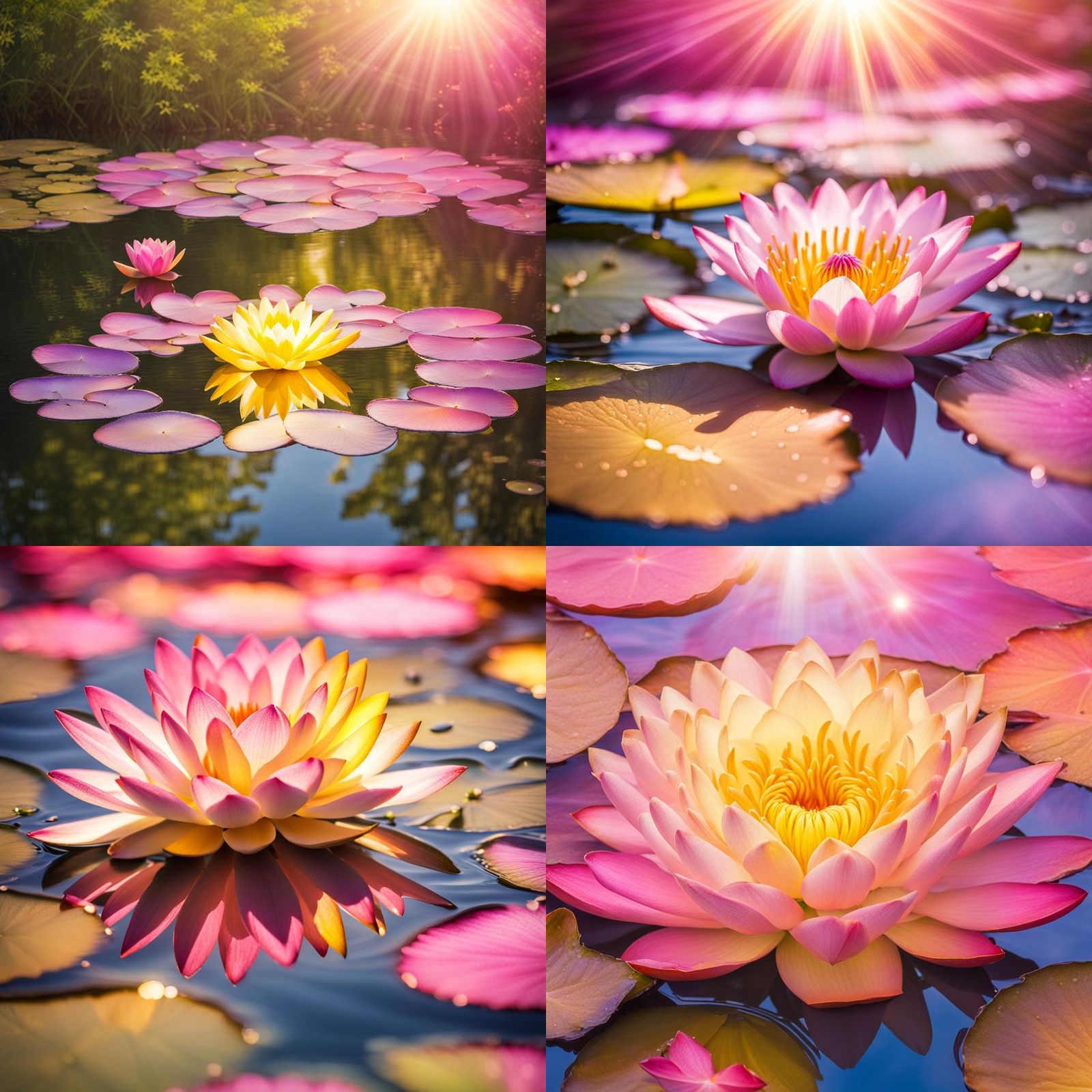 Divine Rainbow Aura Surrounds a Heart Shaped Pond with a Pin...