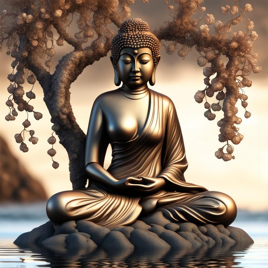 Surreal Goddess of the Sea in a Photorealistic Japanese Gard...