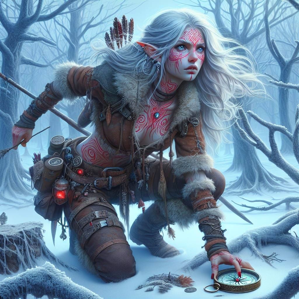 Elven Scout Embarks on Frosty Wilderness Quest