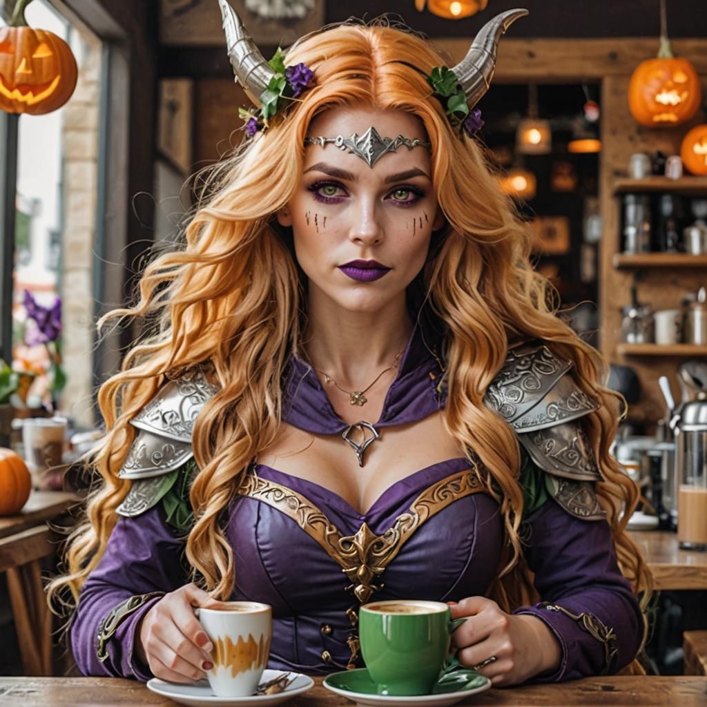 Viking Goddess with Golden Locks and Enchanted Café