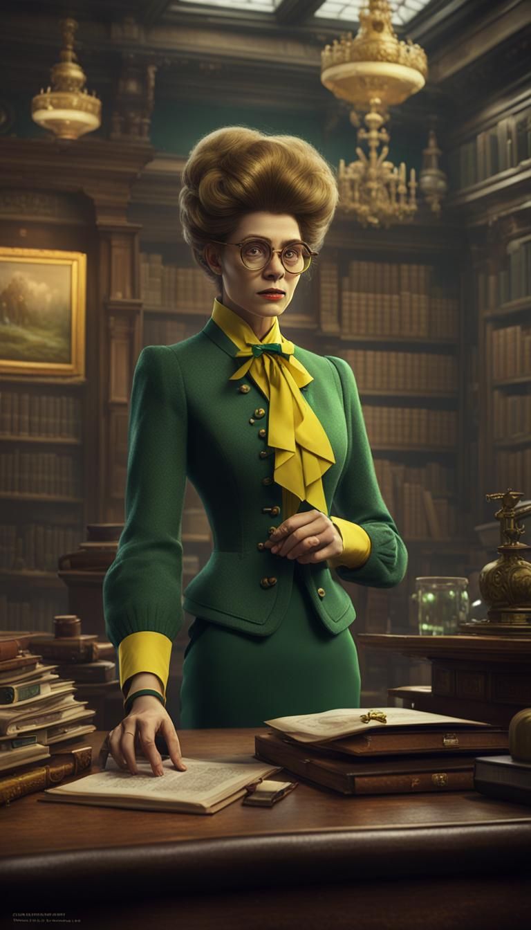 1970s Fashion Governess in Detailed Digital Art