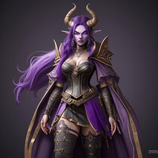 Fantastical Purple Teifling Pirate with Intricate Details