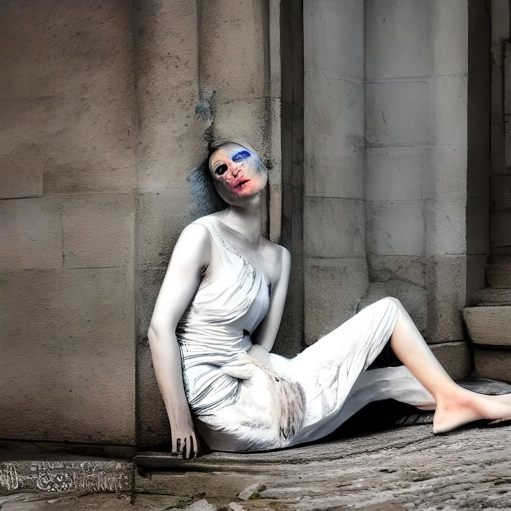 Enigmatic Woman with Third Eye in Turbulent Skies