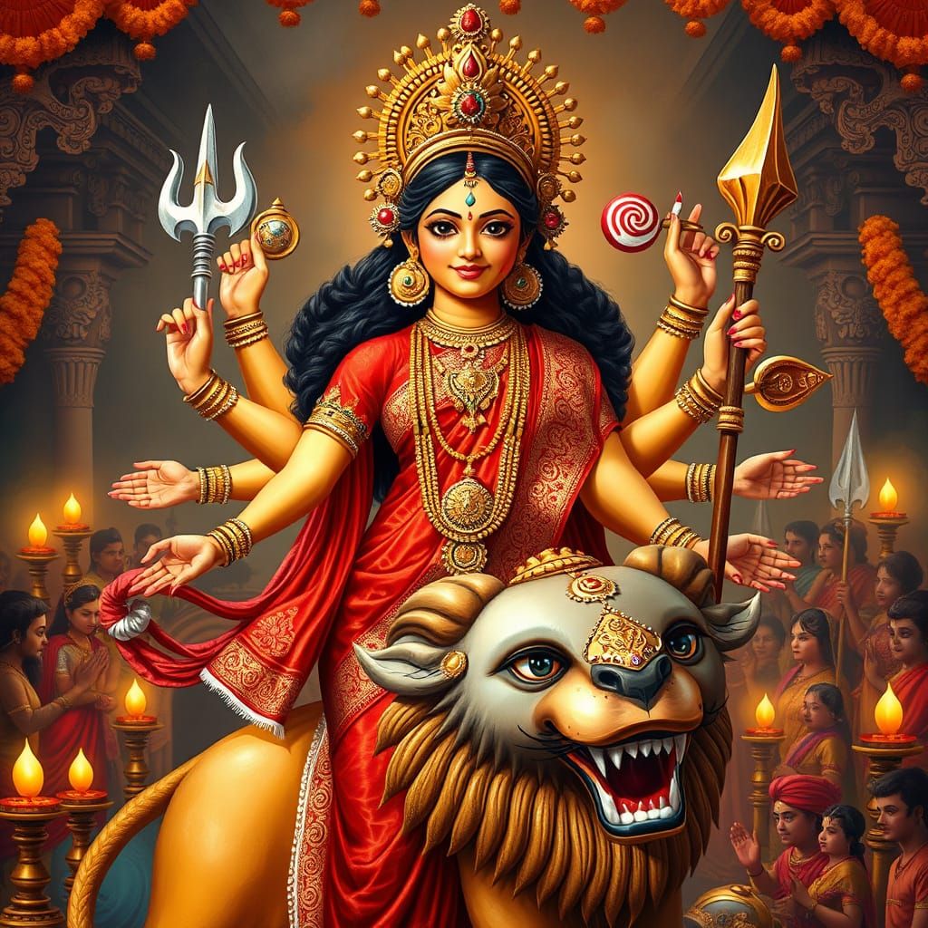 Goddess Durga in Classical Bengali Style