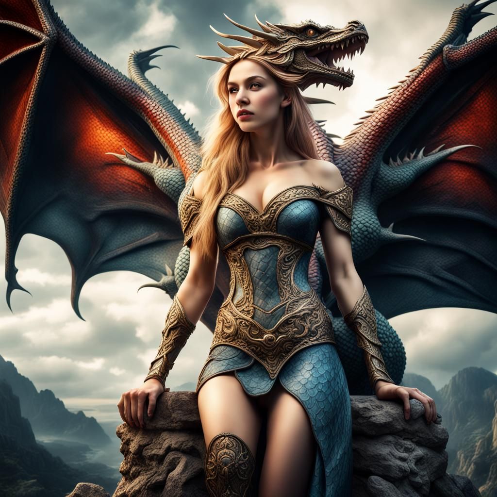 Goddess of Dragons Amidst Magical Realms