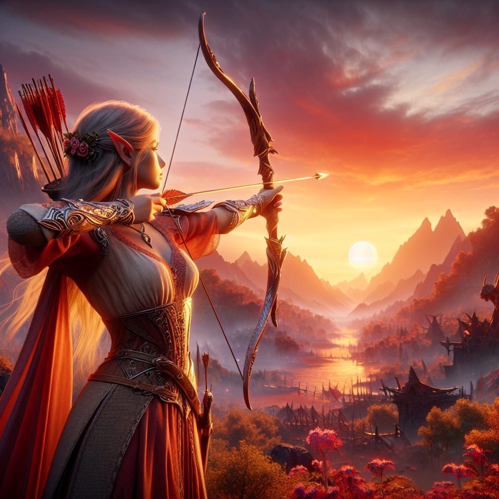 Ethereal Elf Archer Battles Mordor Forces