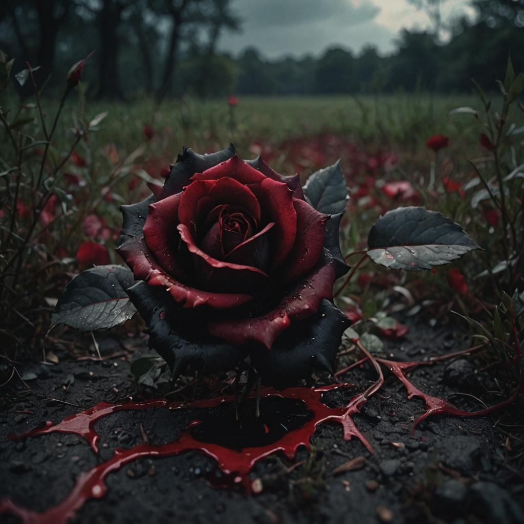 Bloodthirsty Rose in Crimson Haze