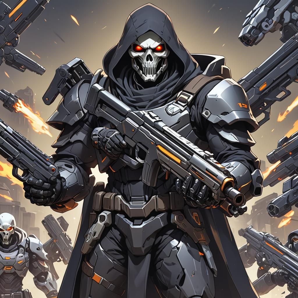 Reaper Wields Twin Shotguns in Anime-Inspired Masterpiece
