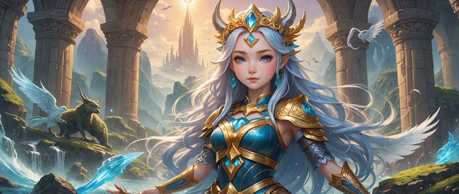 Cute Goddess in Elysian Paradise of Virtue