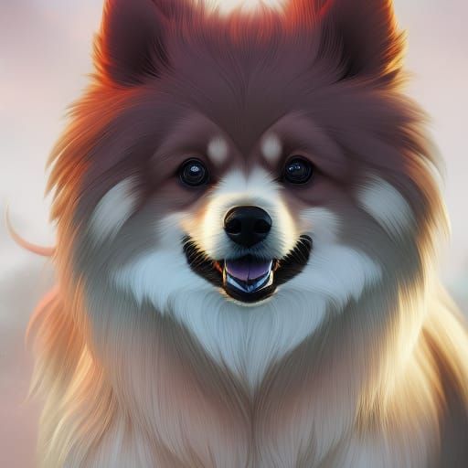 Pomeranian dog leaping