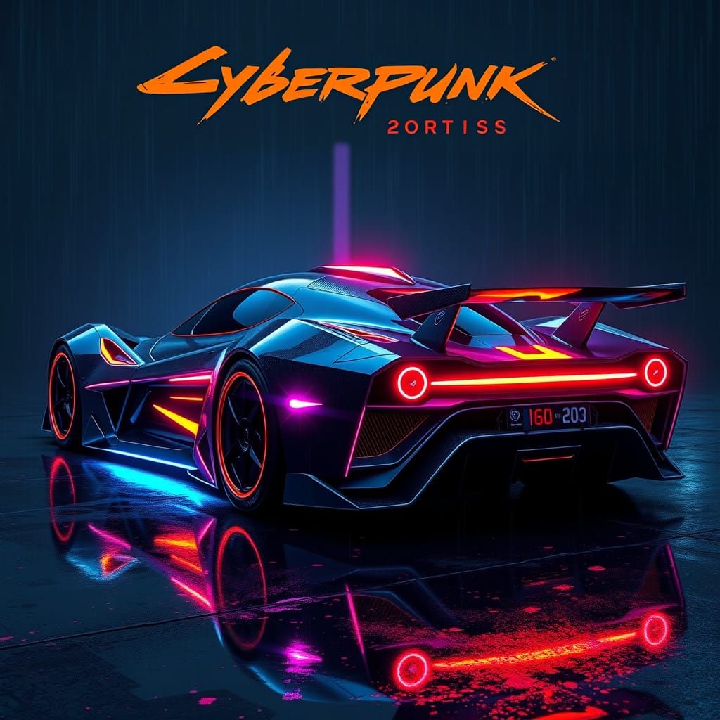 Cyberpunk Spaceship-Car: Futuristic Fusion of High-Tech Desi...