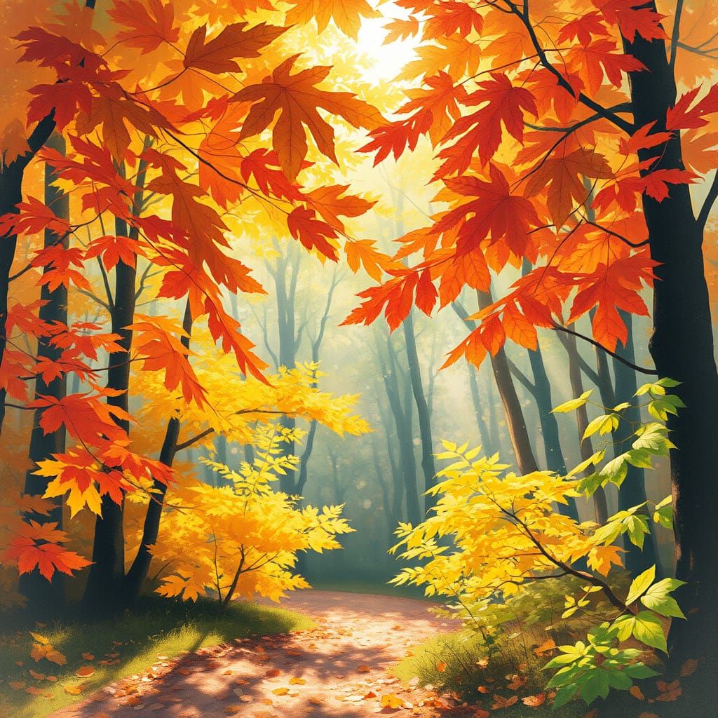 Golden Light Filters Through Autumn Leaves