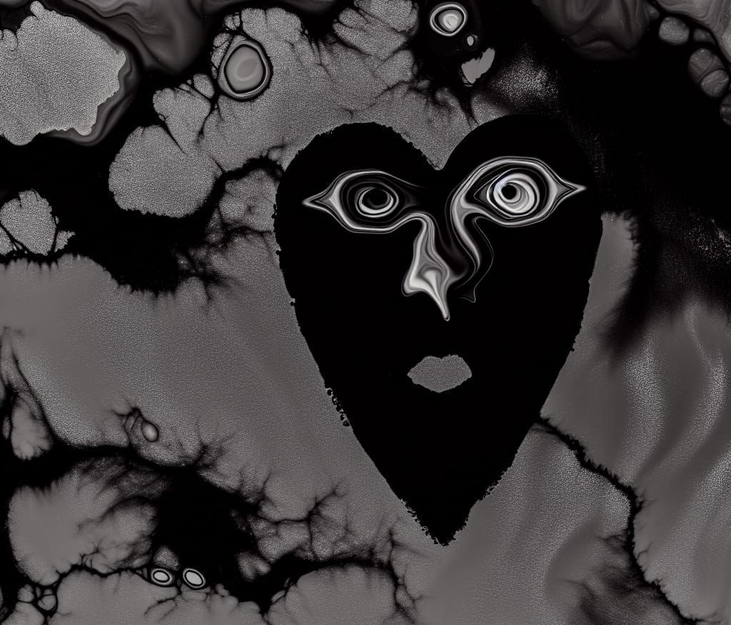 Echoes of a Lonely Heart in Shadowy Resin Pour