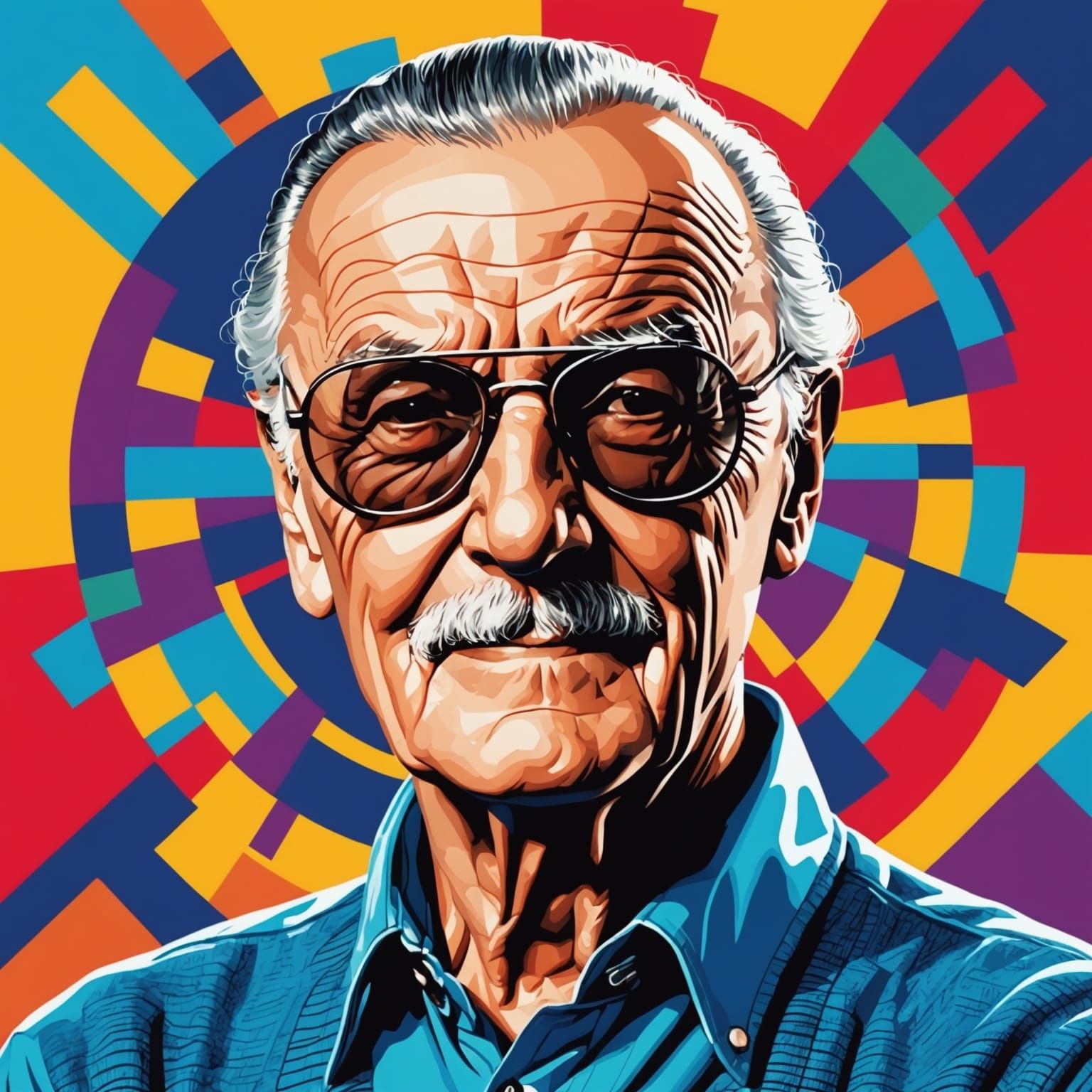 Pop Art Icon Stan Lee in Triadic Colors