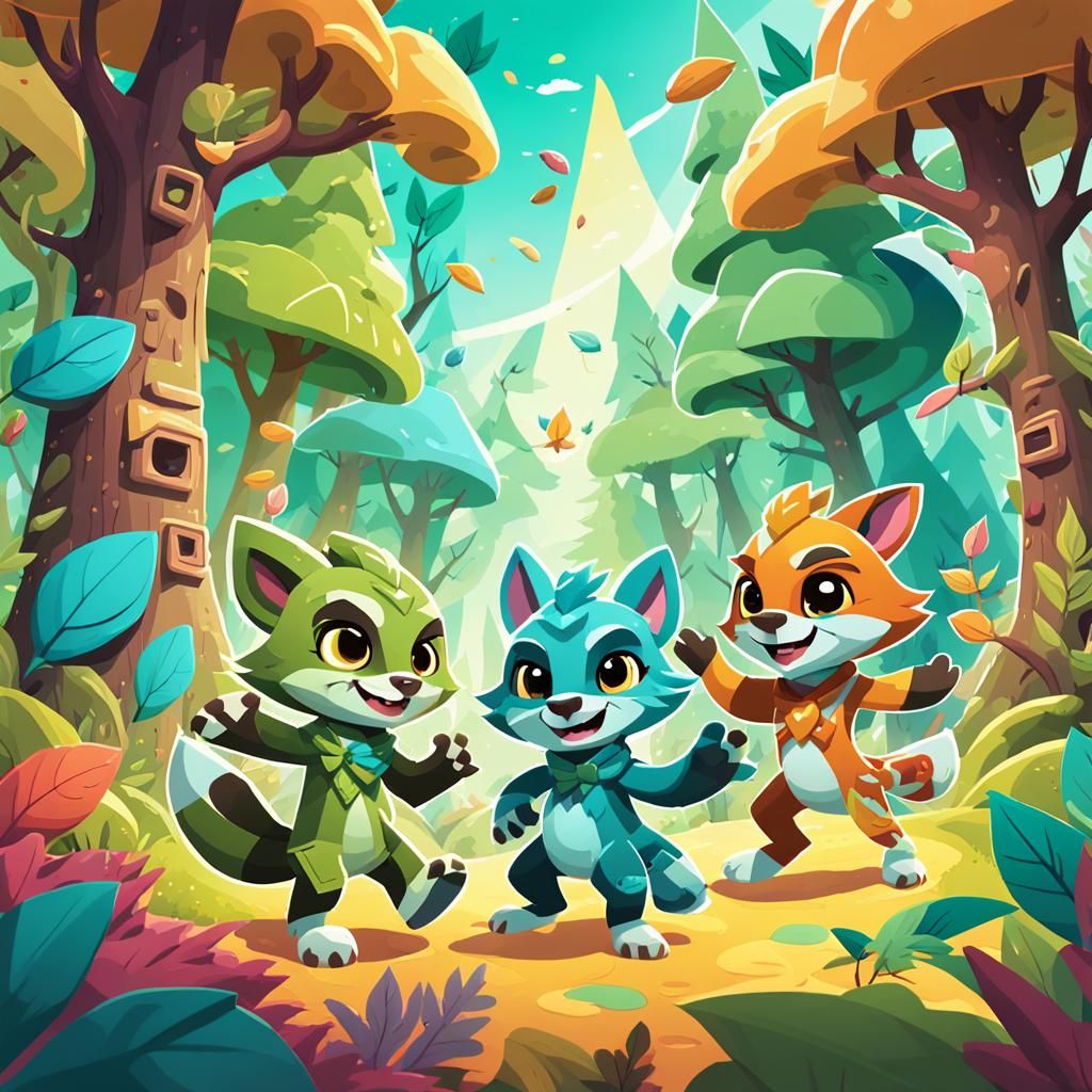 Whimsical Forest Adventure in Pastel Colors