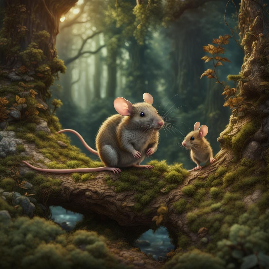 Fantastical Woodland Mouse in Vintage Style