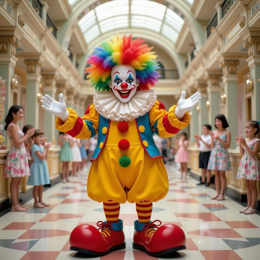 Joyful Clown Pea Pod in Whimsical Setting