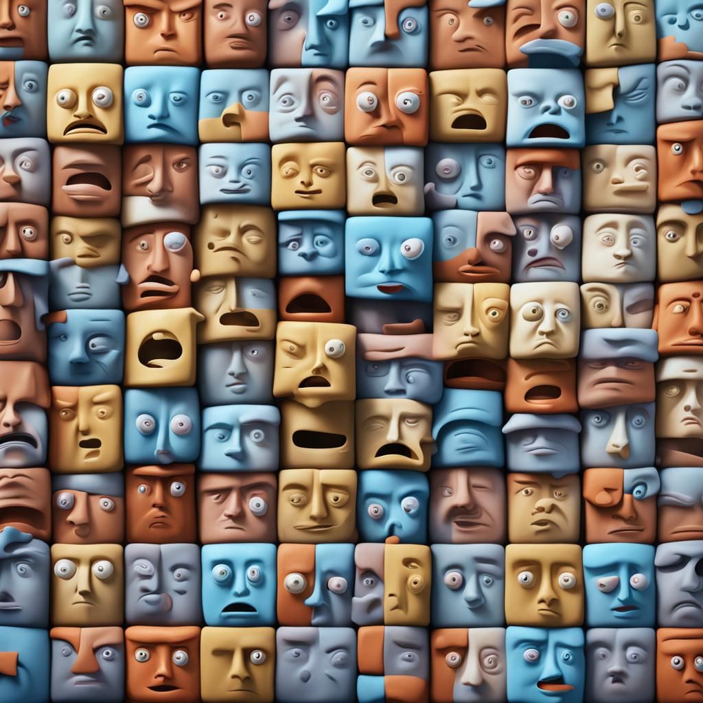 Surrealistic Puzzle of Expressive Faces in HD