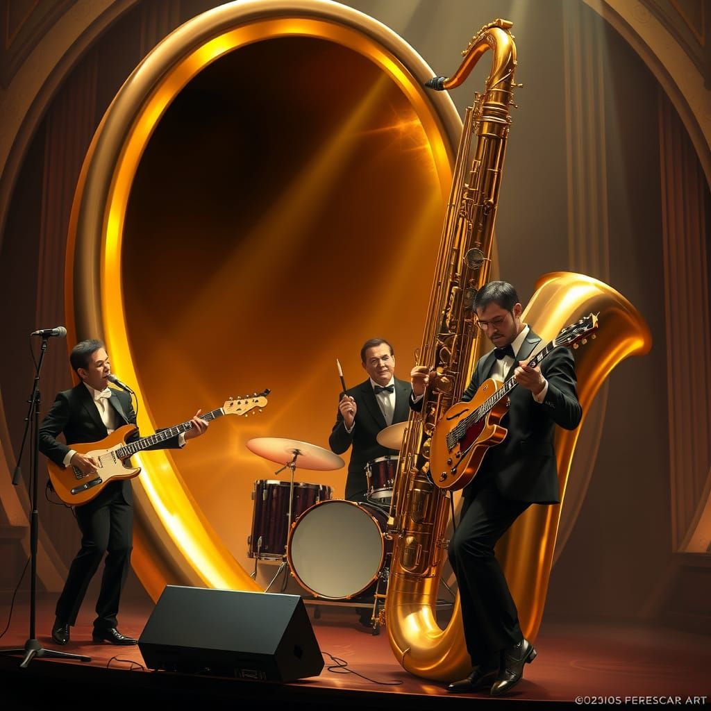 Jazz Band Performance Inside a Giant Saxophone