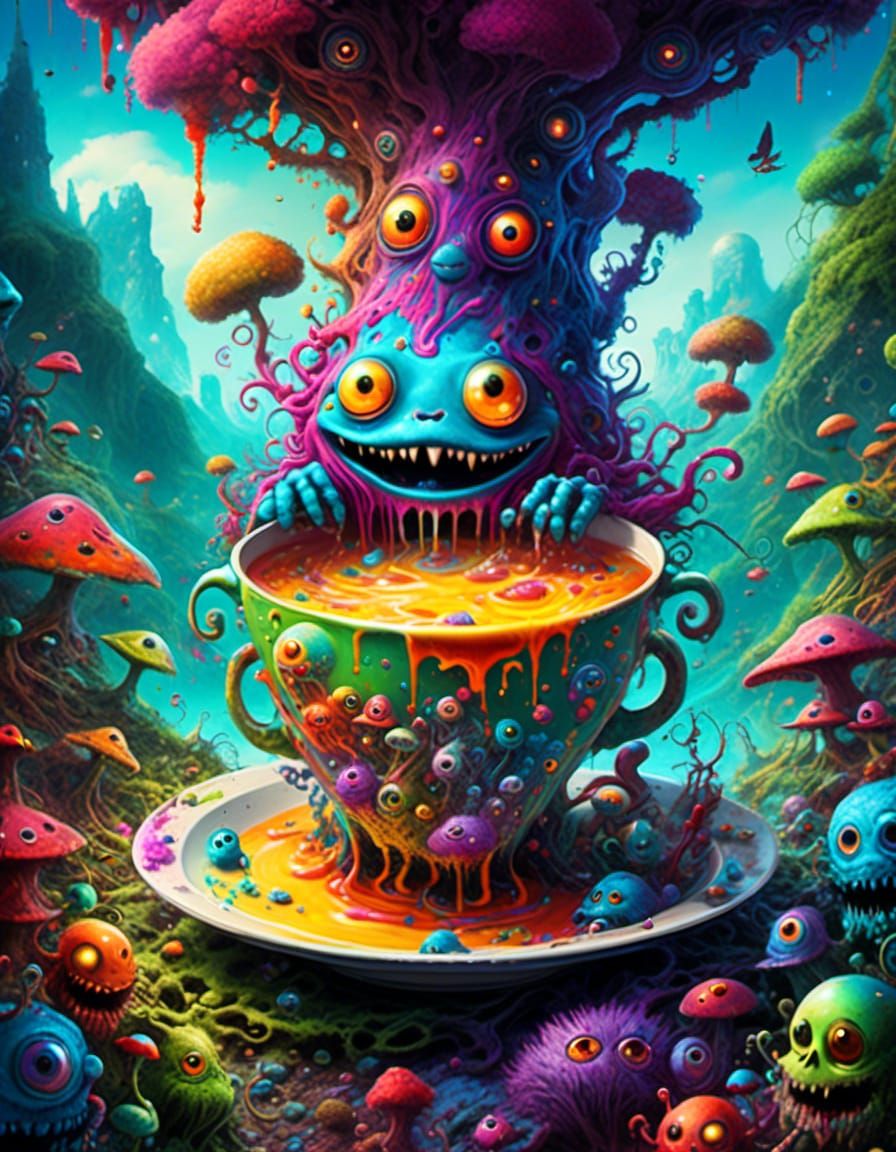 Vibrant Kawaii Manga Soup Monster
