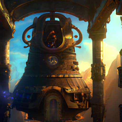 Epic Dark Fantasy Bell Concept Art in Vibrant Colors