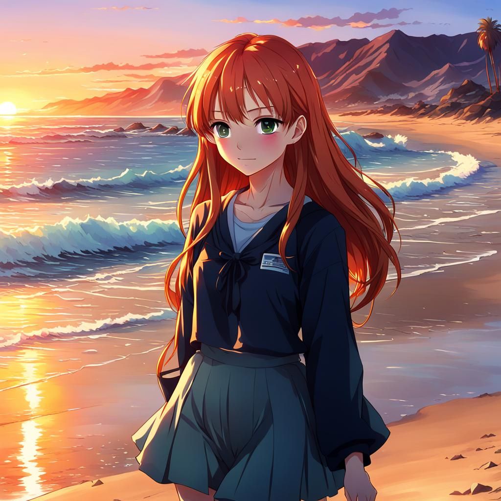 Ginger Girl Basks in California Sunset