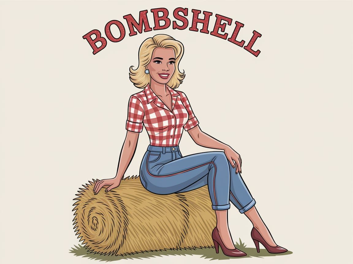Retro Cartoon Bombshell in Rolf Armstrong Style