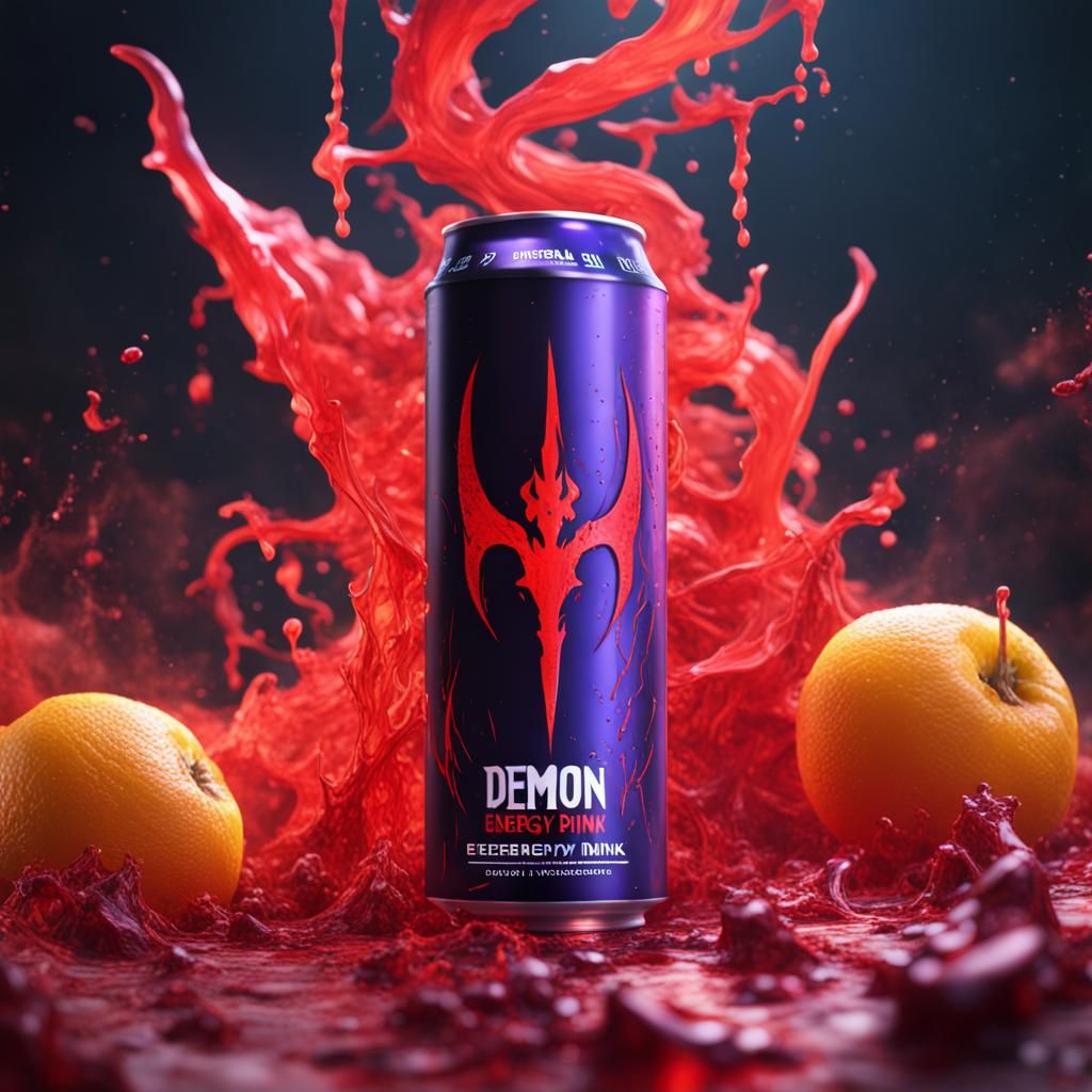 Fantastical Demon Energy Drink Splash Screen in Detailed Mat...