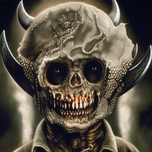 Demonic Yoda in Zombiecore Dystopian Oil Painting