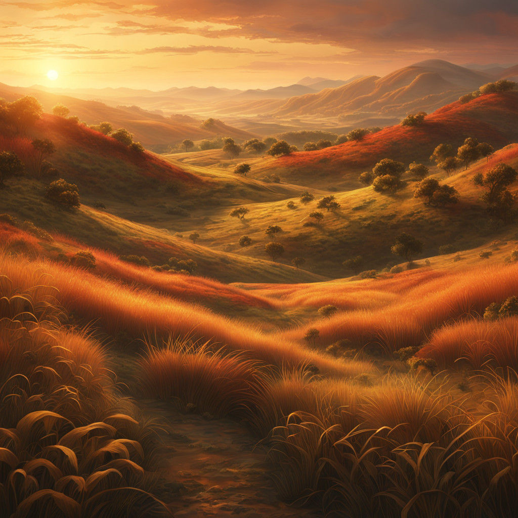 Epic Earth Toned Sunset Landscape Painting