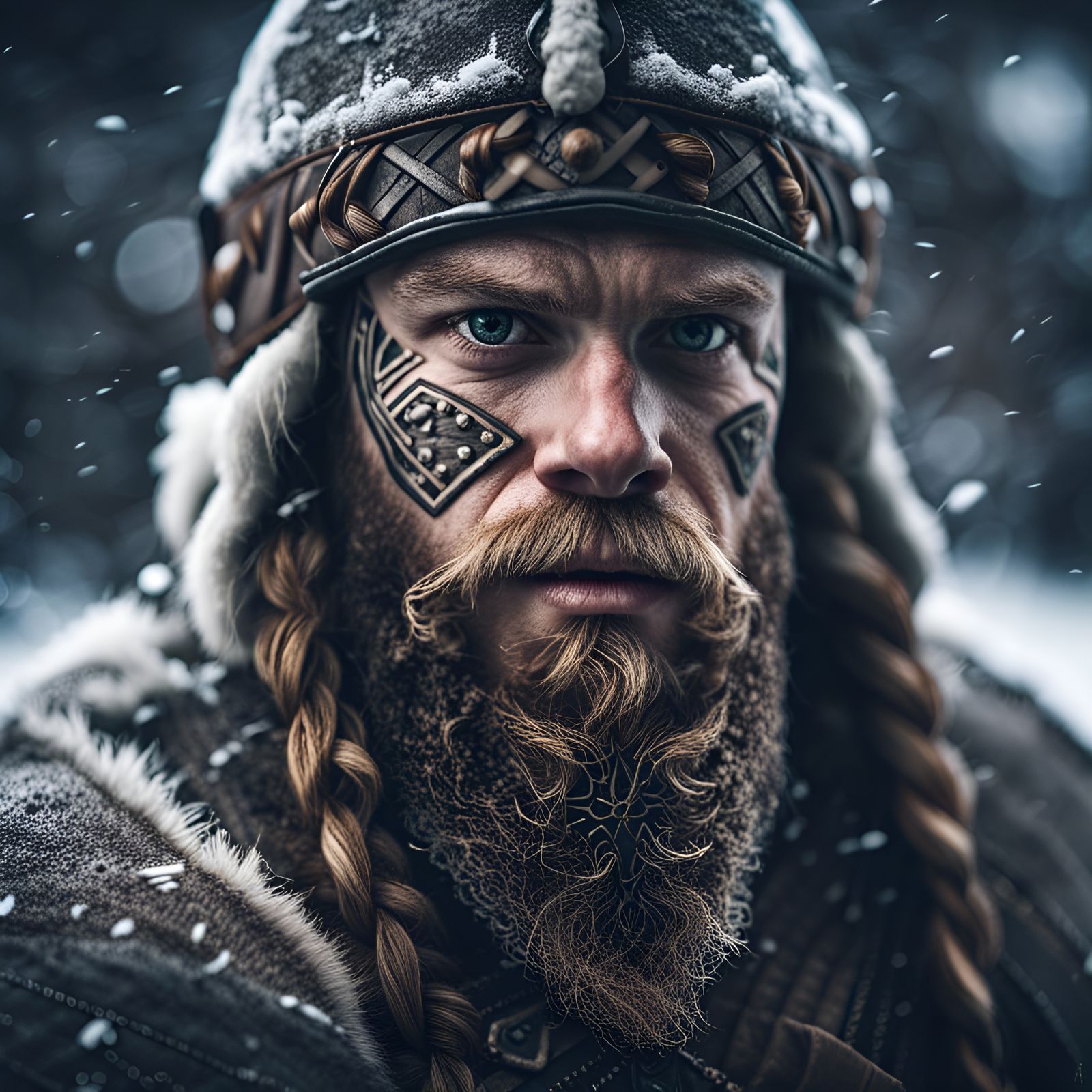 Viking Warrior in Snowy Landscape