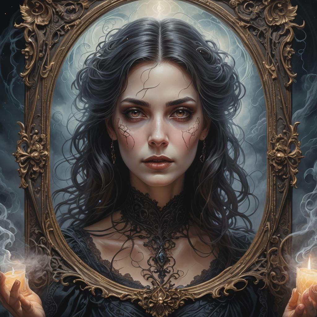 Surreal Dark Fantasy in Art Nouveau Style