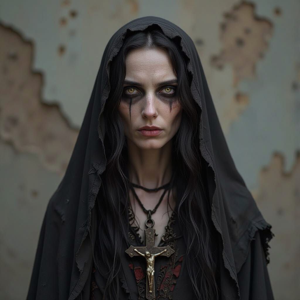 Tormented Woman in Dark, Expressionistic Style