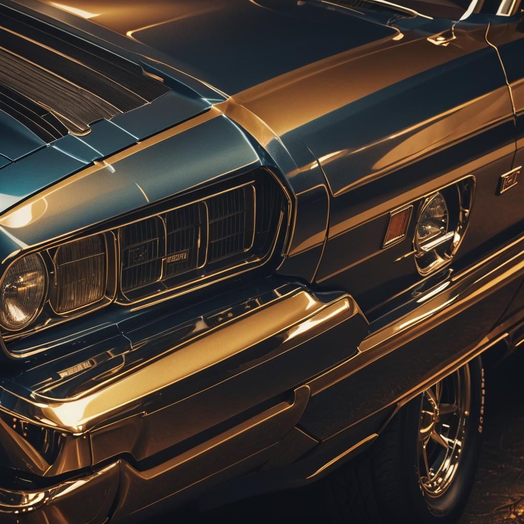 Vintage 1970s Muscle Car in Warm, Golden Light