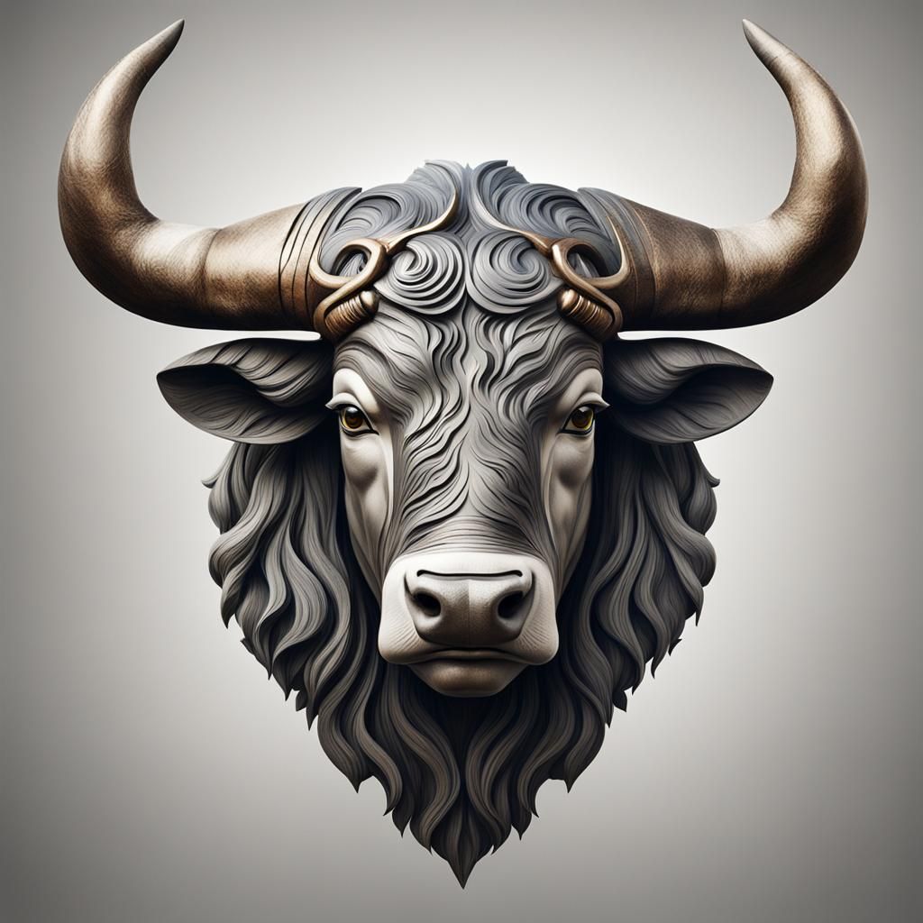 Bull Head Symbolizing Strength and Courage in Nature Photogr...