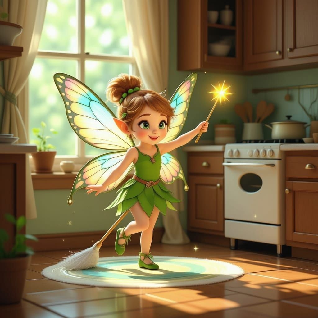 Pixie Magically Mops Kitchen Floor