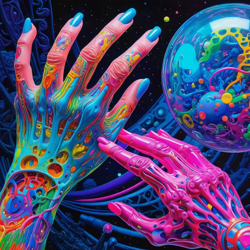 Psychedelic Gothic Hands Study in Anime Style