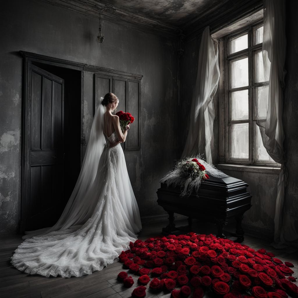 Despair in Mourning: A Haunting Wedding Dress Scene