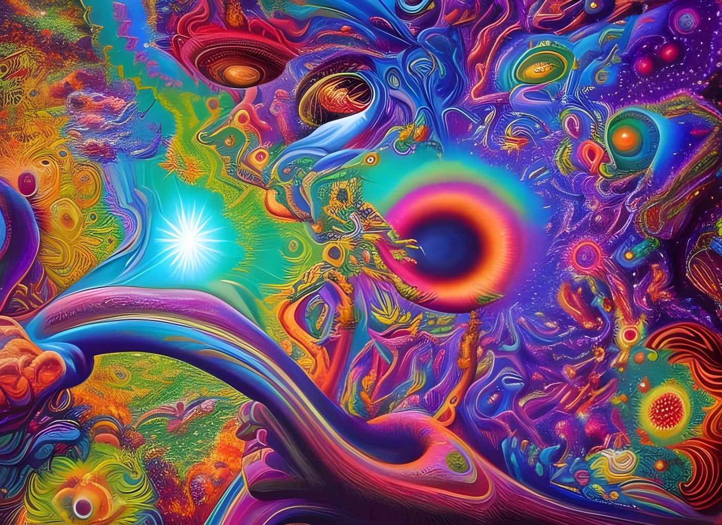 Psychedelic Cosmic Space Being in Vibrant Hyper-Real Art
